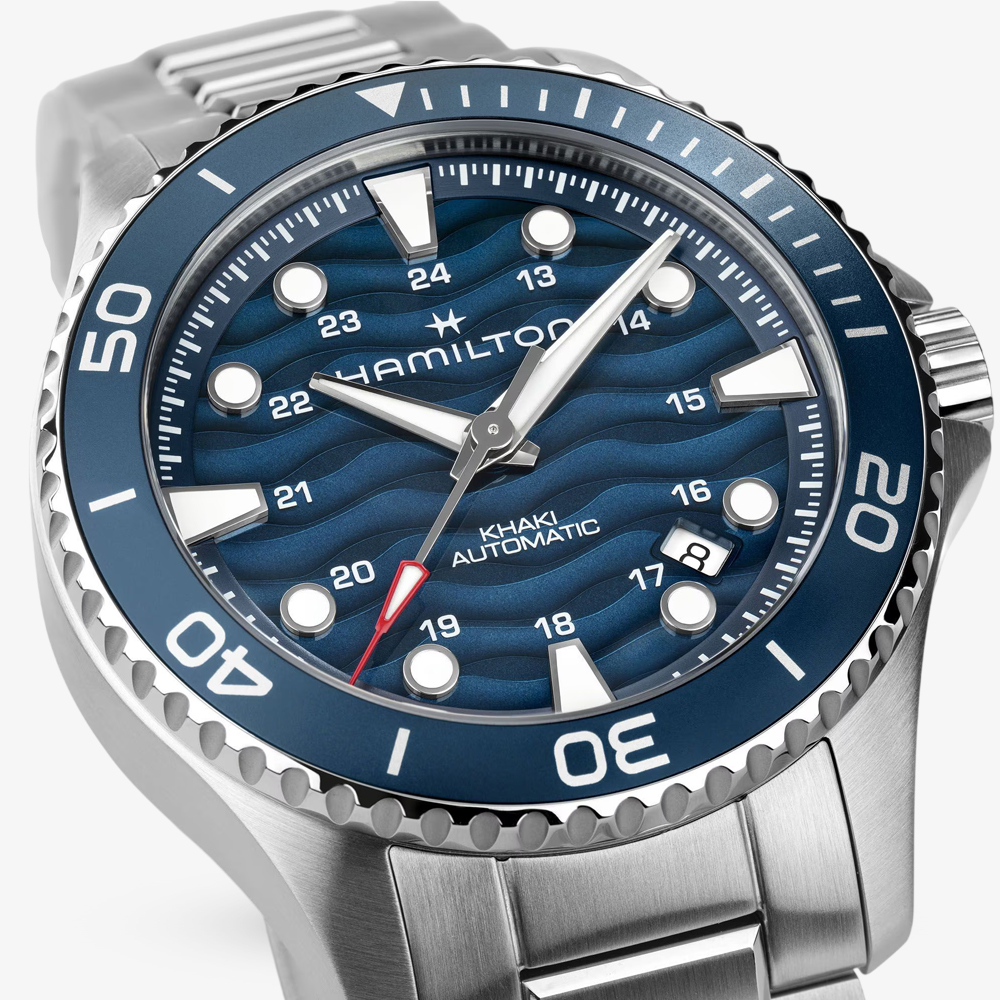 Hamilton Mens Khaki Navy Scuba 40mm Automatic Blue Dial Stainless Steel Bracelet Watch H82425140