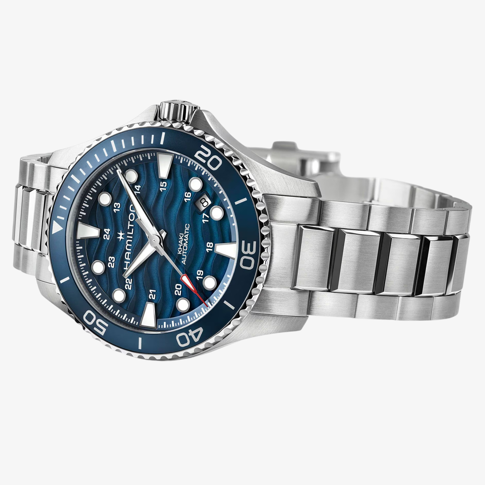 Hamilton Mens Khaki Navy Scuba 40mm Automatic Blue Dial Stainless Steel Bracelet Watch H82425140