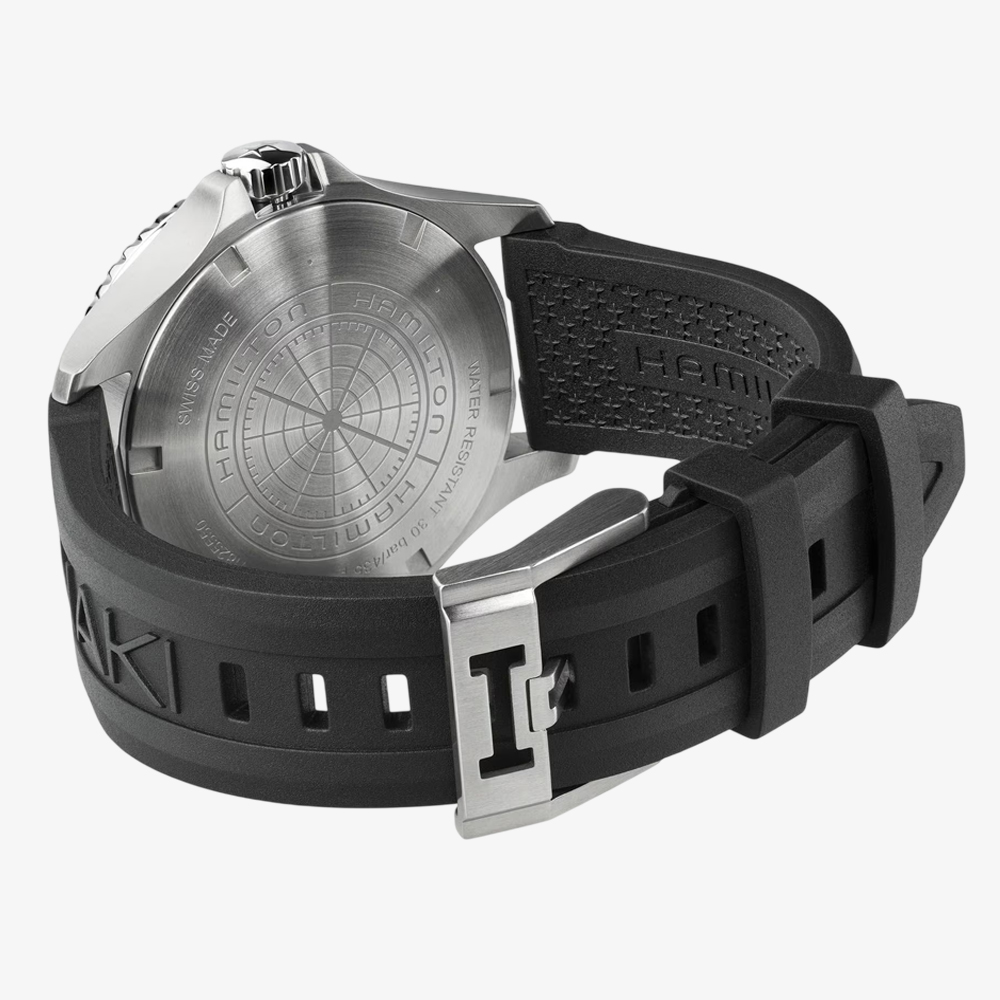 Hamilton Mens Khaki Navy Scuba Automatic GMT Black Rubber Strap Watch H82555330