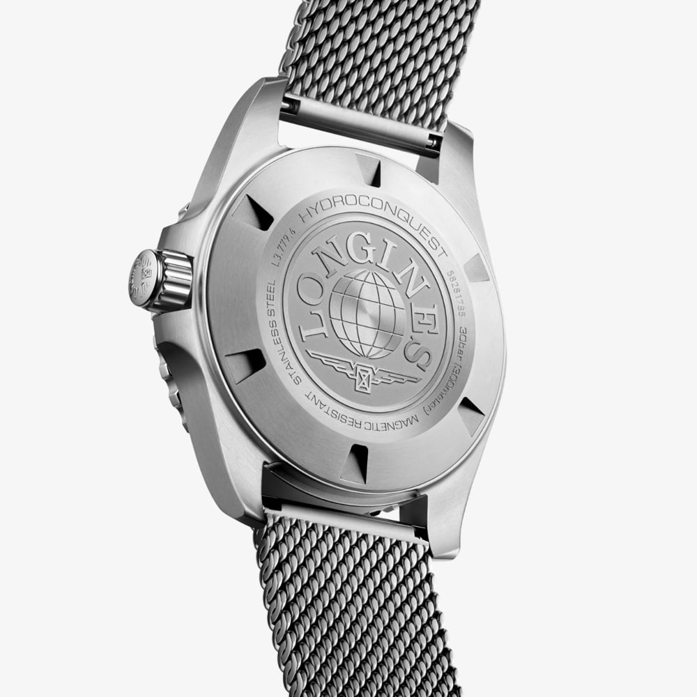 Longines Mens Hydroconquest Automatic Ice Blue Dial Mesh Bracelet Watch L3.779.4.99.6
