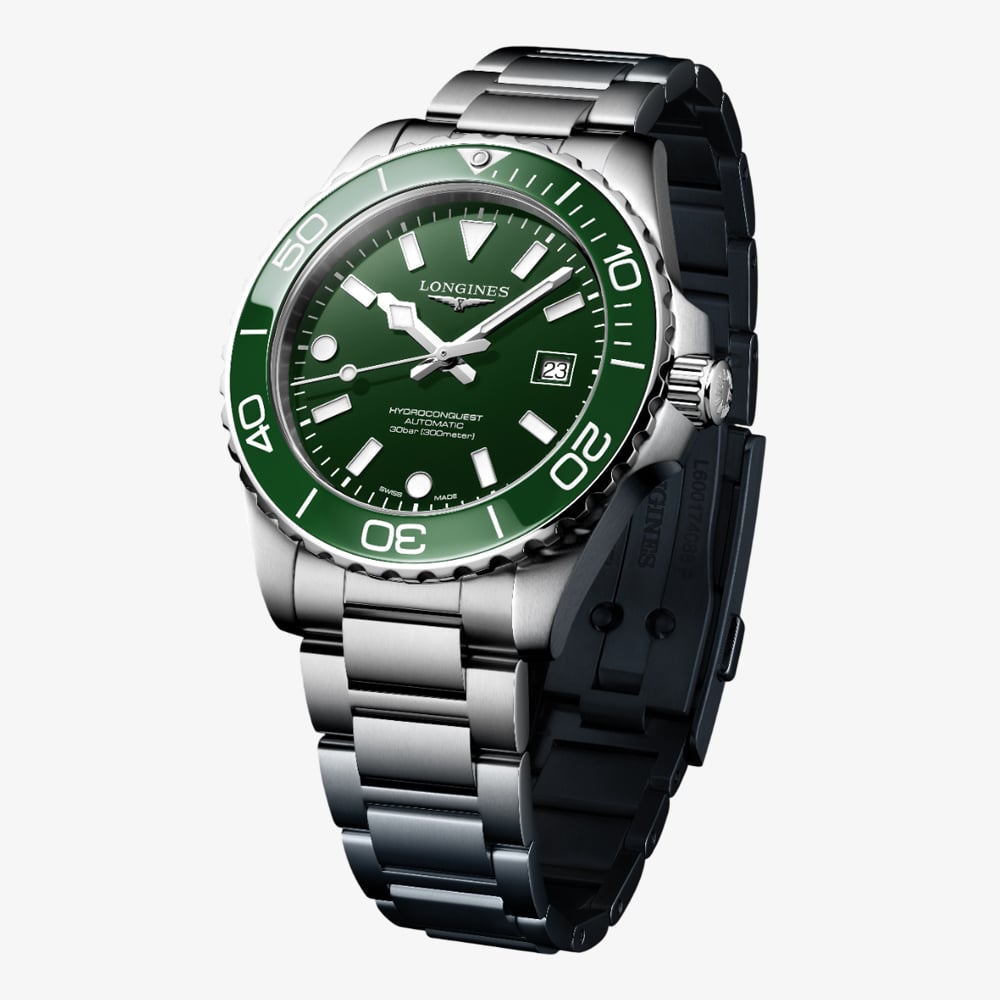 Longines Mens Hydroconquest Automatic 42mm Green Dial Watch L3.788.4.06.6