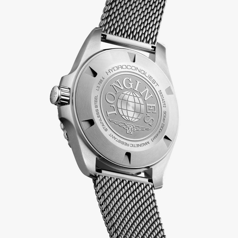 Longines Mens Hydroconquest Automatic 42mm Ice Blue Dial Mesh Bracelet Watch L3.788.4.99.6