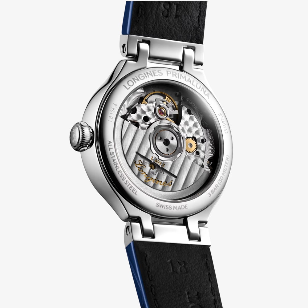 Longines Ladies PrimaLuna Moonphase Blue Leather Strap Watch L8.126.4.71.2