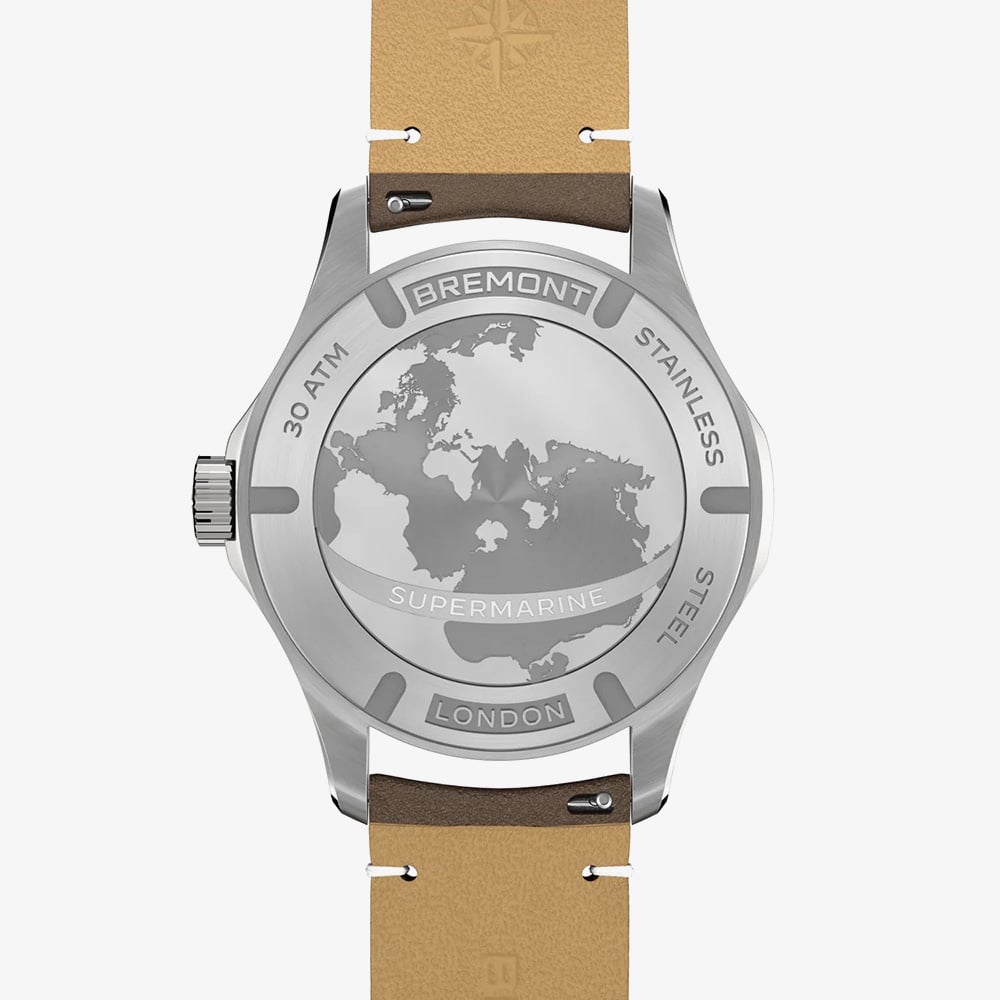 Bremont Mens Supermarine 300m Black & Brown Leather Strap Watch SM40-DT-SS-BK-L-S