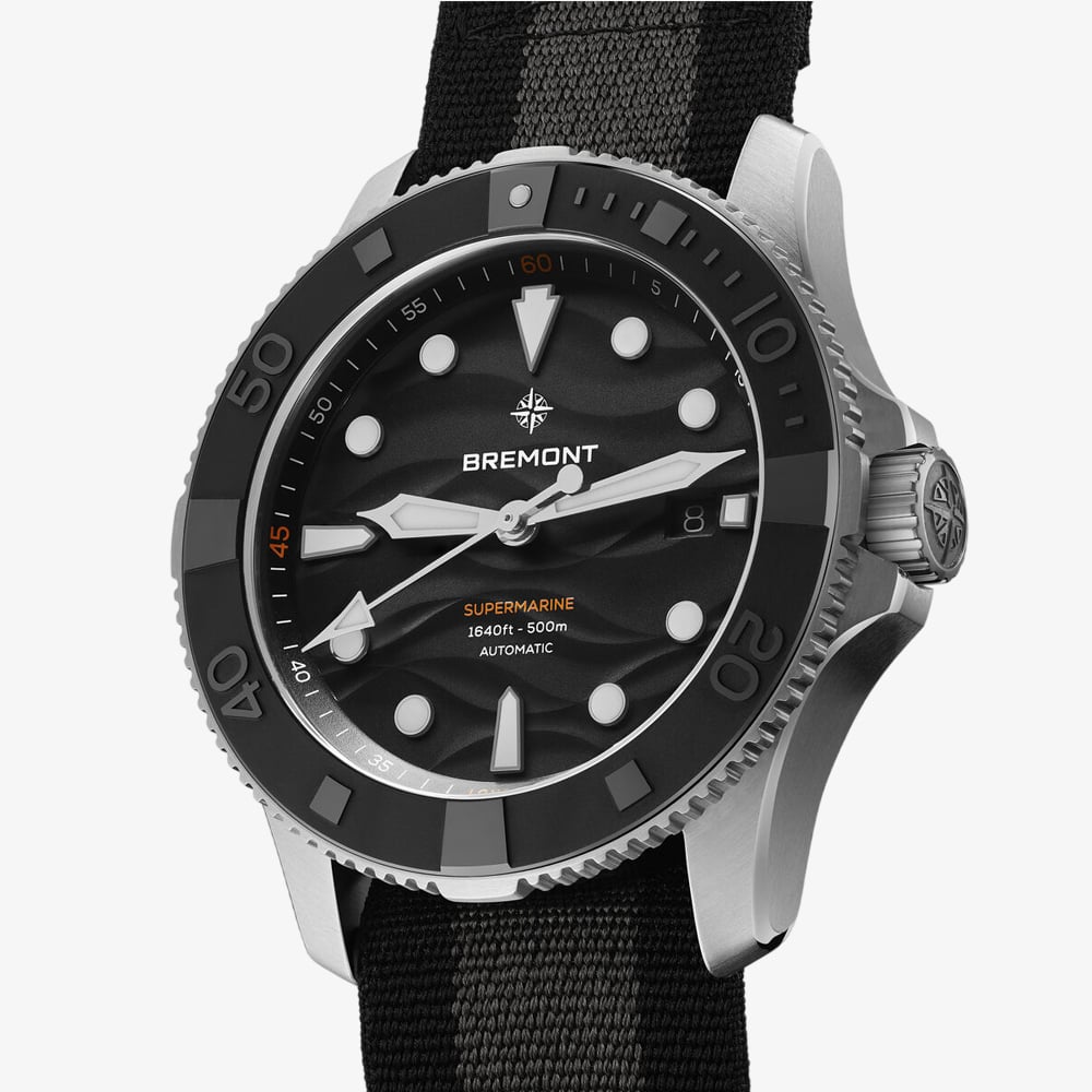 Bremont Mens Supermarine 500m Black Fabric Strap Watch SM43-DT-SS-BK-N-S