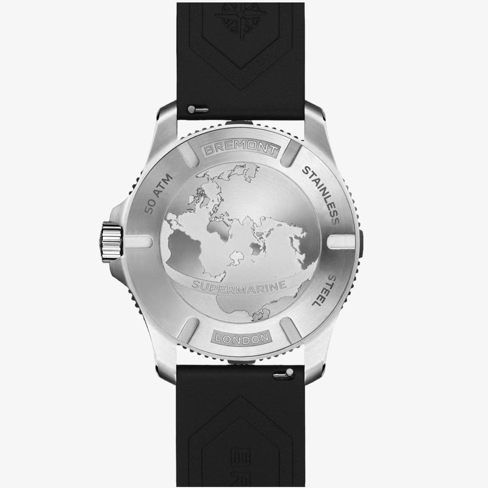 Bremont Mens Supermarine 500m Black Rubber Strap Watch SM43-DT-SS-BK-R-S