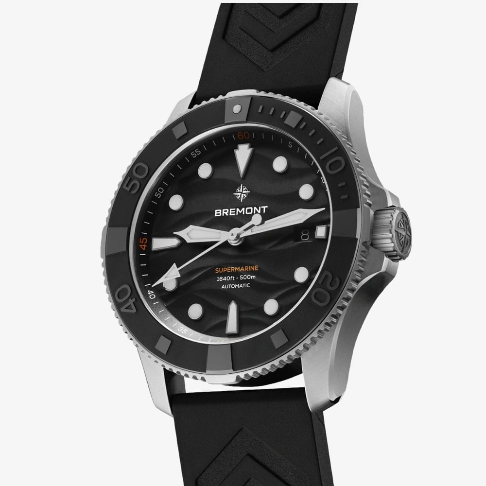 Bremont Mens Supermarine 500m Black Rubber Strap Watch SM43-DT-SS-BK-R-S