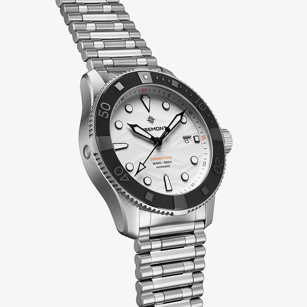 Bremont Mens Supermarine 500m Polar White Dial Bracelet Watch SM43-DT-SS-WH-B