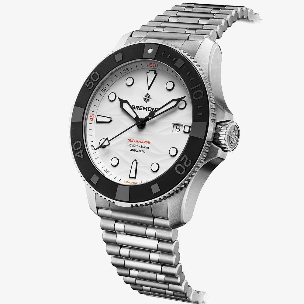 Bremont Mens Supermarine 500m Polar White Dial Bracelet Watch SM43-DT-SS-WH-B