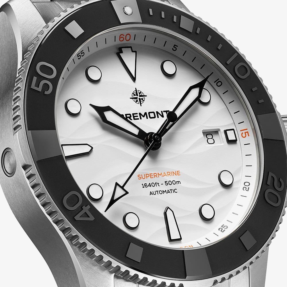 Bremont Mens Supermarine 500m Polar White Dial NATO Strap Watch SM43-DT-SS-WH-N-S