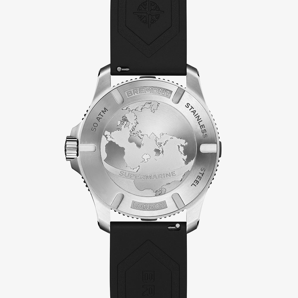 Bremont Mens Supermarine 500m Polar White Dial Rubber Strap Watch SM43-DT-SS-WH-R-S