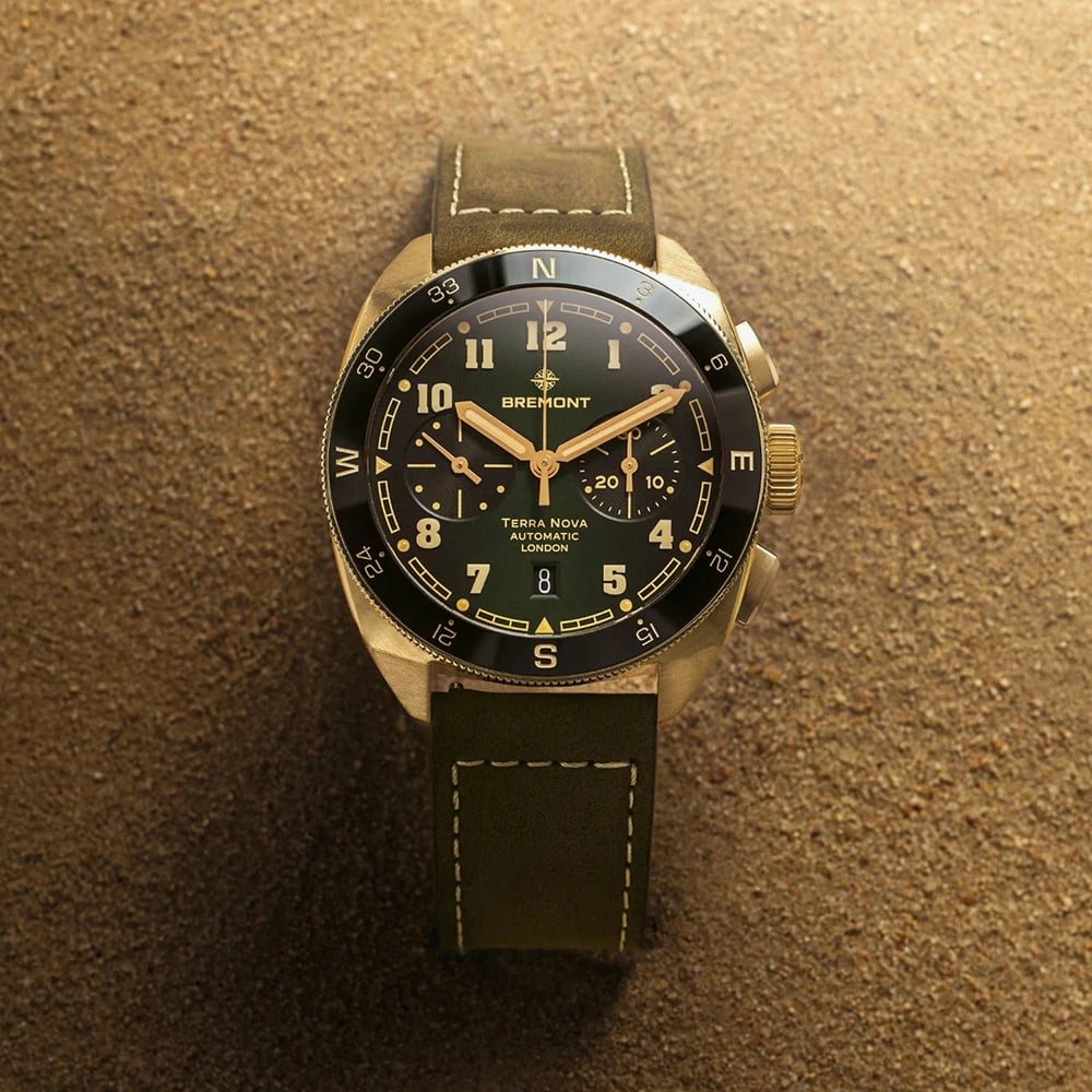 Bremont Mens Terra Nova Chronograph Bronze Leather Strap Watch TN42-CHR-BZ-GN-L-S
