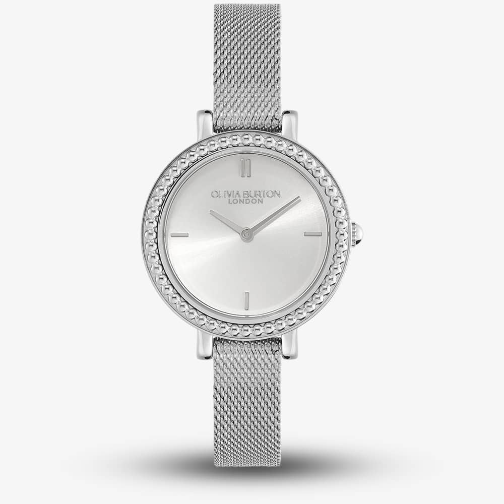 Photos - Wrist Watch Olivia Burton Vintage Bead Silver Mesh Watch 24000160 