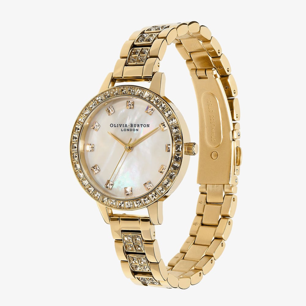 Olivia Burton Ladies Treasure White & Gold Bracelet Watch OB16MOP33