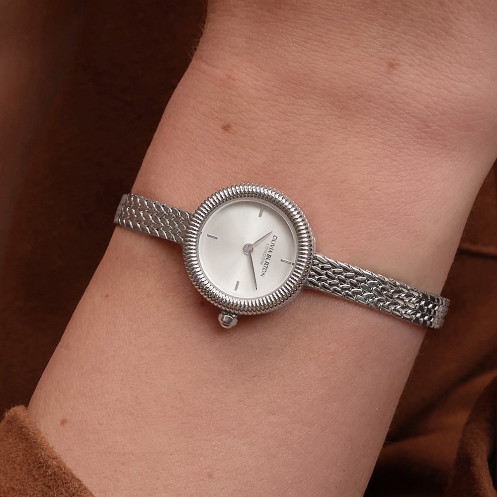 Olivia Burton Finery Silver Mesh Bracelet Watch 24000278
