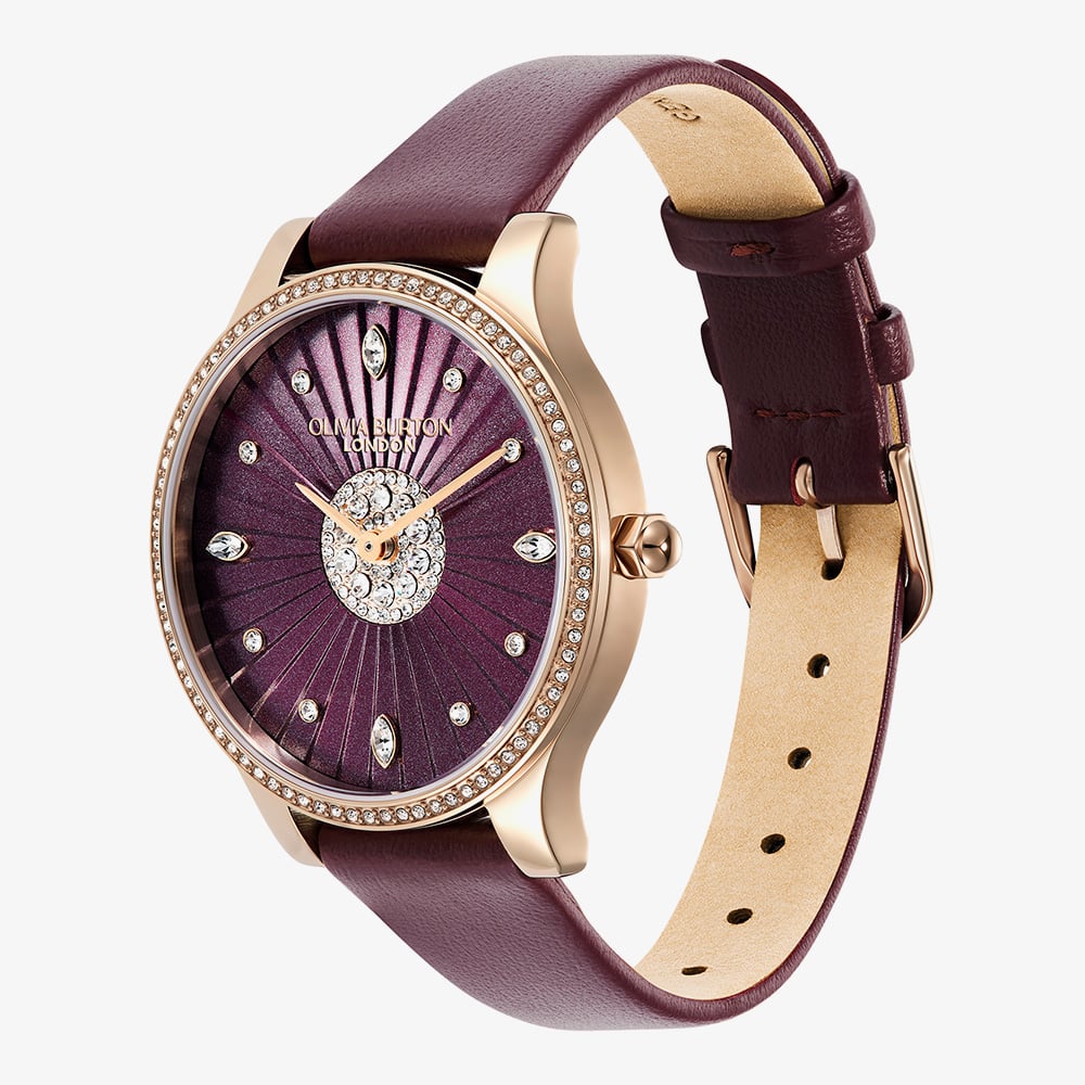 Olivia Burton Beaulieu Cherry Dial Crystal Set Watch 24000303