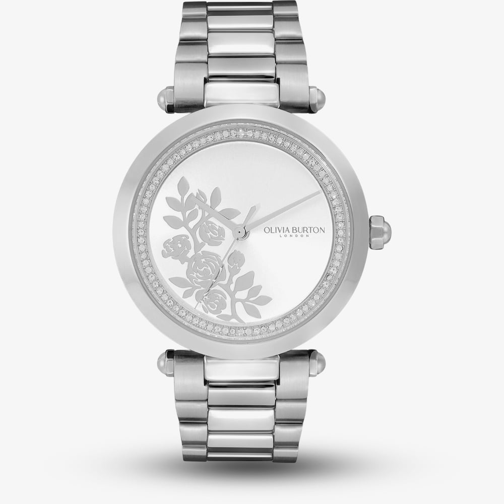 Olivia Burton Women's T-Bar Florals Stainless Steel Watch - Image 3