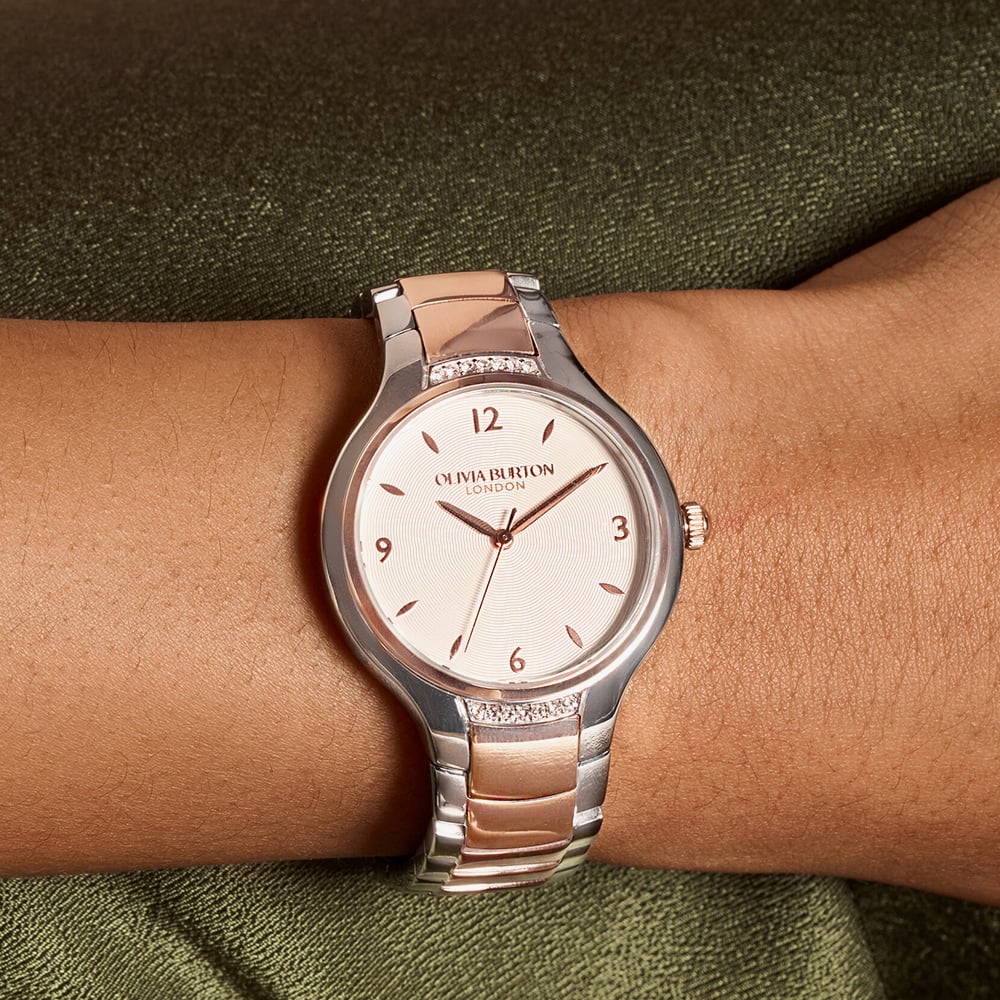 Olivia Burton Classic Lea Two Tone Crystal White Dial Watch 24000211
