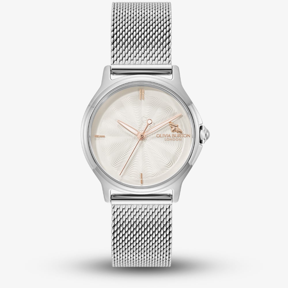 House of Watches - Olivia Burton Ladies Classic Bee Silver Mesh Bracelet Watch 24000340