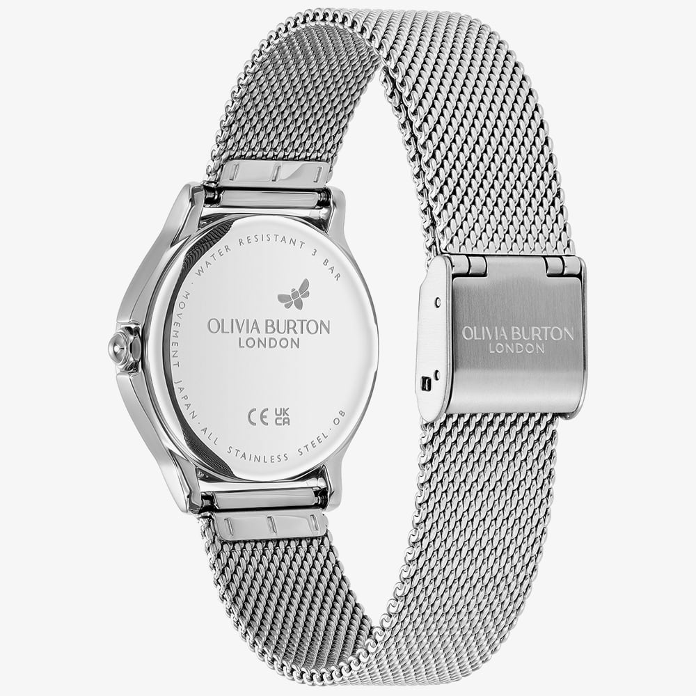 Olivia Burton Ladies Classic Bee Silver Mesh Bracelet Watch 24000340