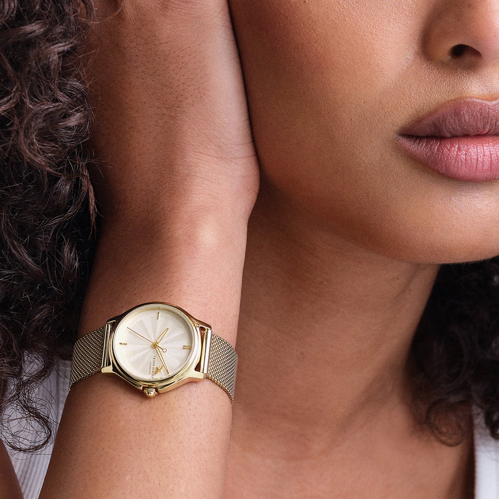 Olivia Burton Ladies Classic Bee Gold Plated Mesh Bracelet Watch 24000341
