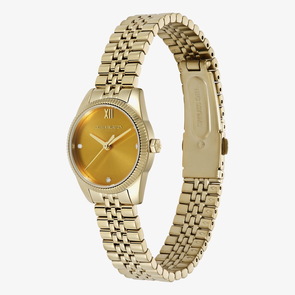 Olivia Burton Ladies Highbury Golden Dial Bracelet Watch 24000386