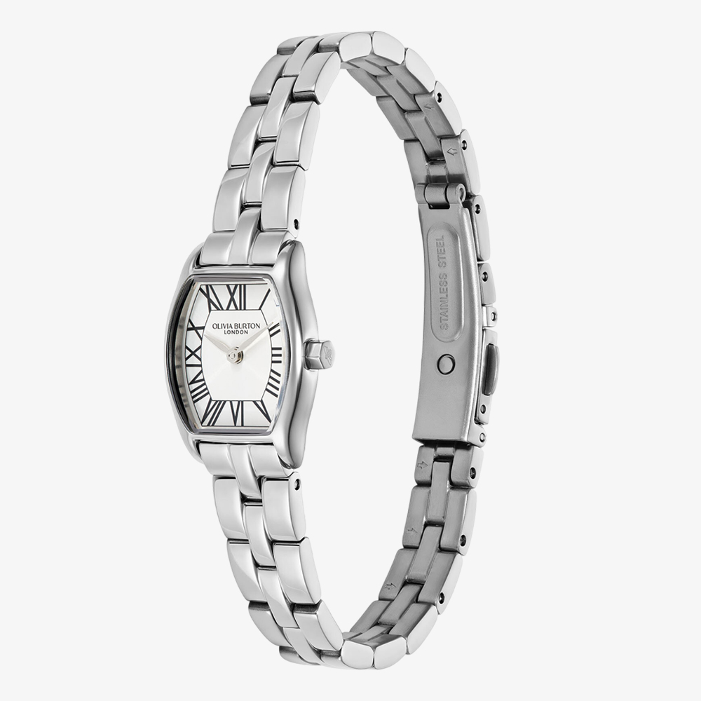 Olivia Burton Ladies Cambridge Silver Dial Stainless Steel Bracelet Watch 24000389
