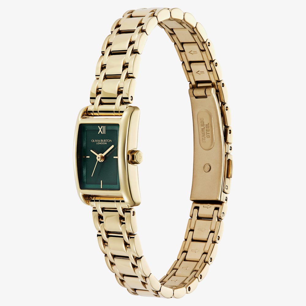 Olivia Burton Ladies Mini Grove Green Rectangle Dial Bracelet Watch 24000436