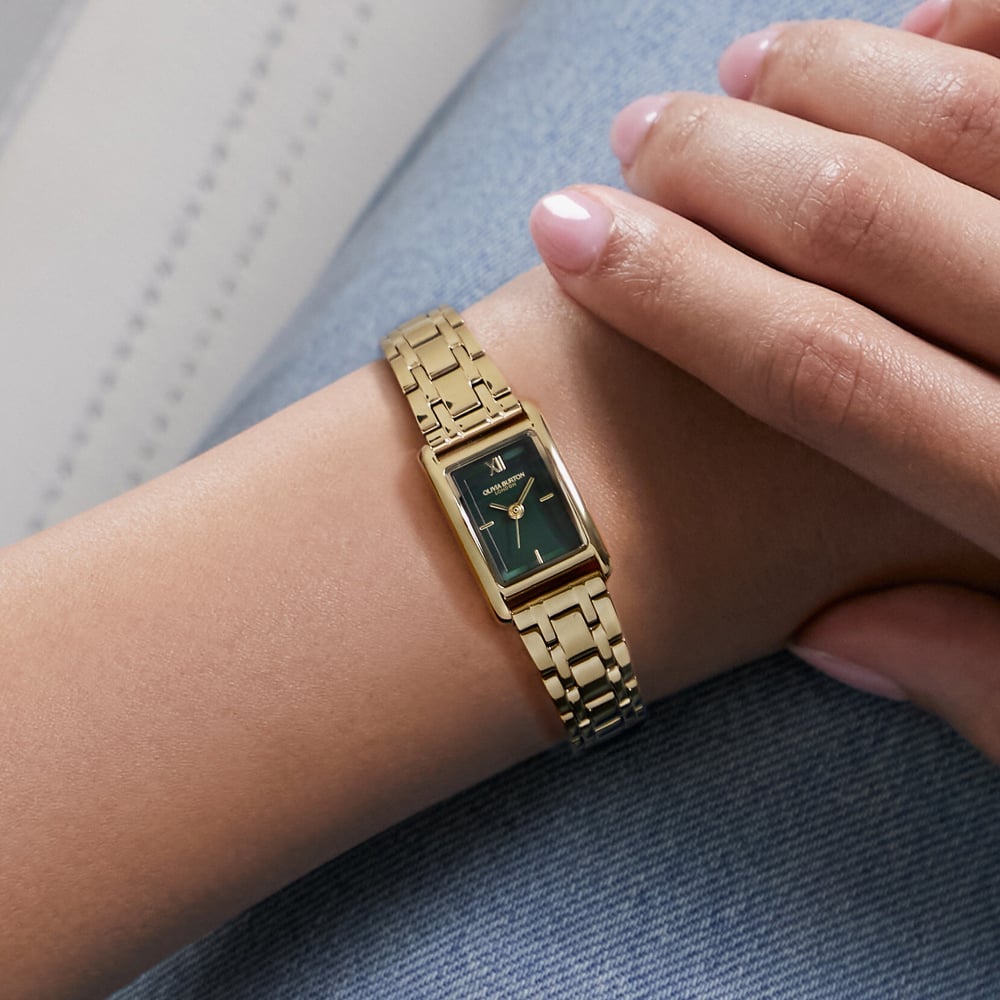 Olivia Burton Ladies Mini Grove Green Rectangle Dial Bracelet Watch 24000436