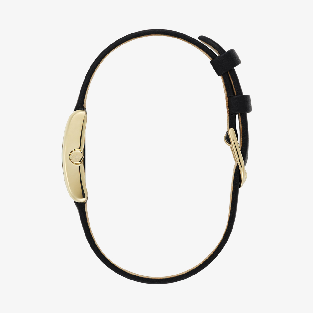 Olivia Burton Ladies Mini Grove Ivory Dial Black Leather Strap Watch 24000437