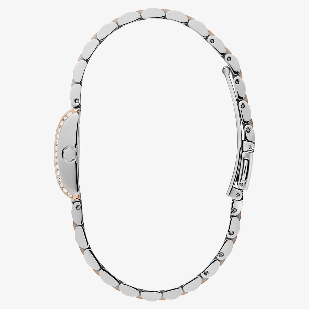 Olivia Burton Ladies Berkley Silver Dial Square Two Tone Bracelet Watch S/S 24000384