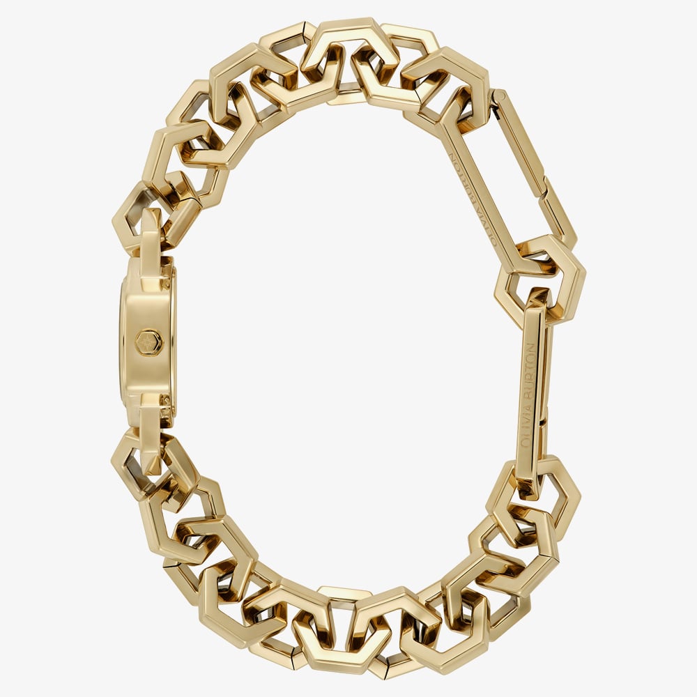 Olivia Burton Ladies Hex Link Mini Golden Hexagon Dial Bracelet Watch 24000394