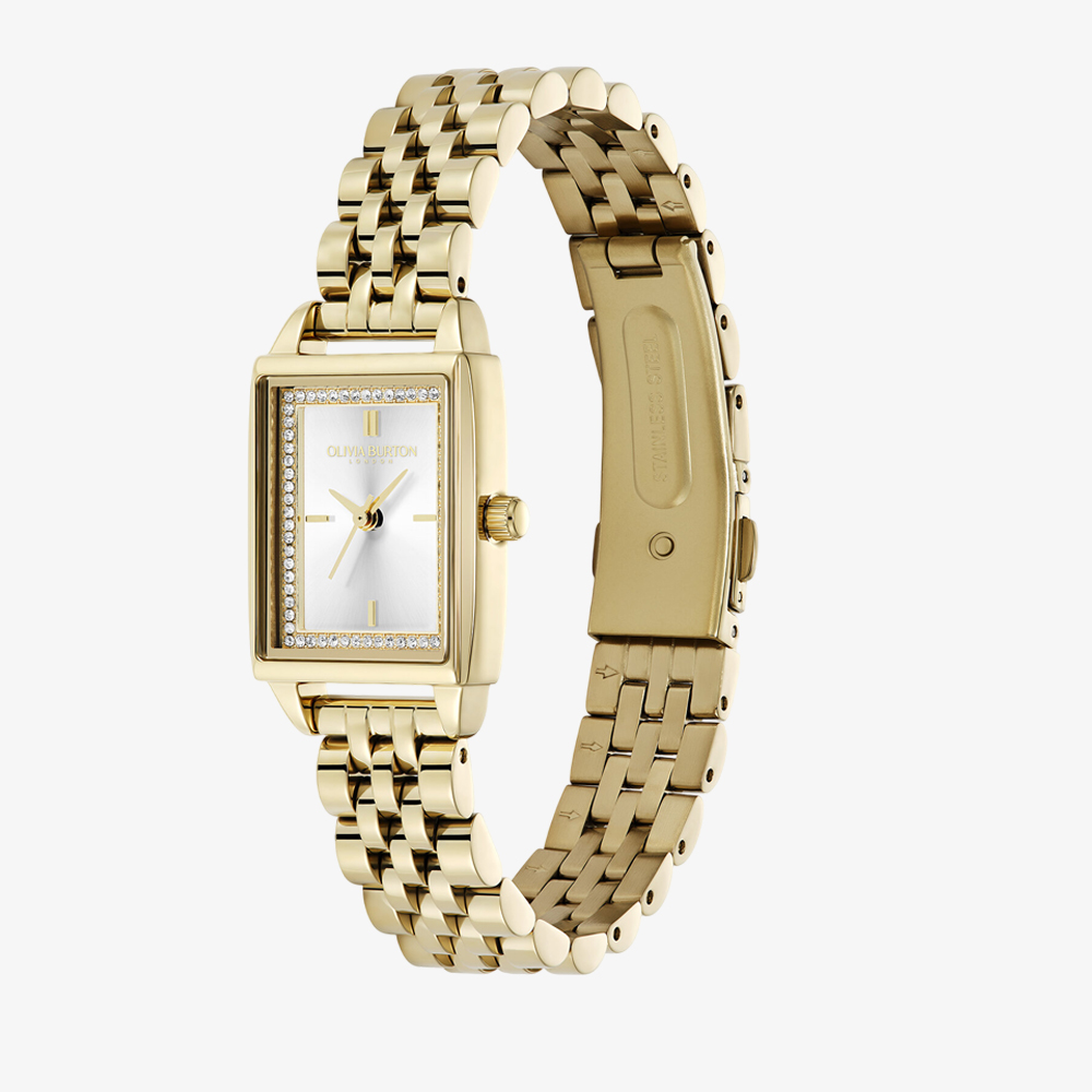 Olivia Burton Ladies Classic White Dial Gold Plated Stainless Steel Bracelet Watch 24000013