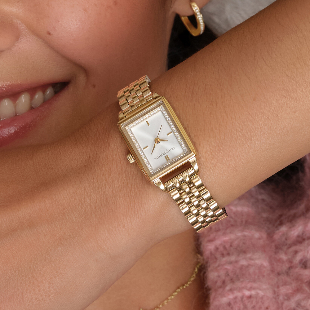 Olivia Burton Ladies Classic White Dial Gold Plated Stainless Steel Bracelet Watch 24000013