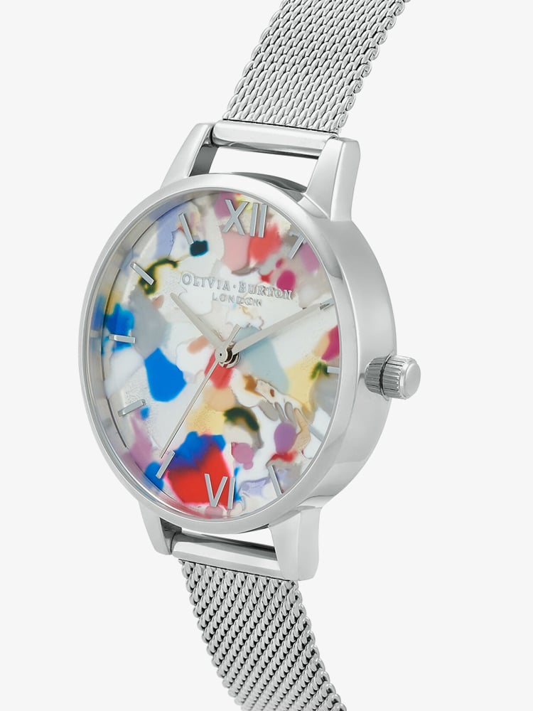 Olivia Burton Pop Art Midi Mesh Bracelet & Eco-Vegan Strap Watch Set OBGSET151