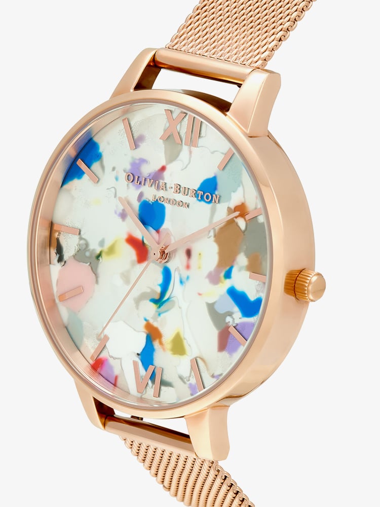 Olivia Burton Pop Art Big Rose Gold-Tone Bracelet & Eco-Vegan Strap Watch Set OBGSET152