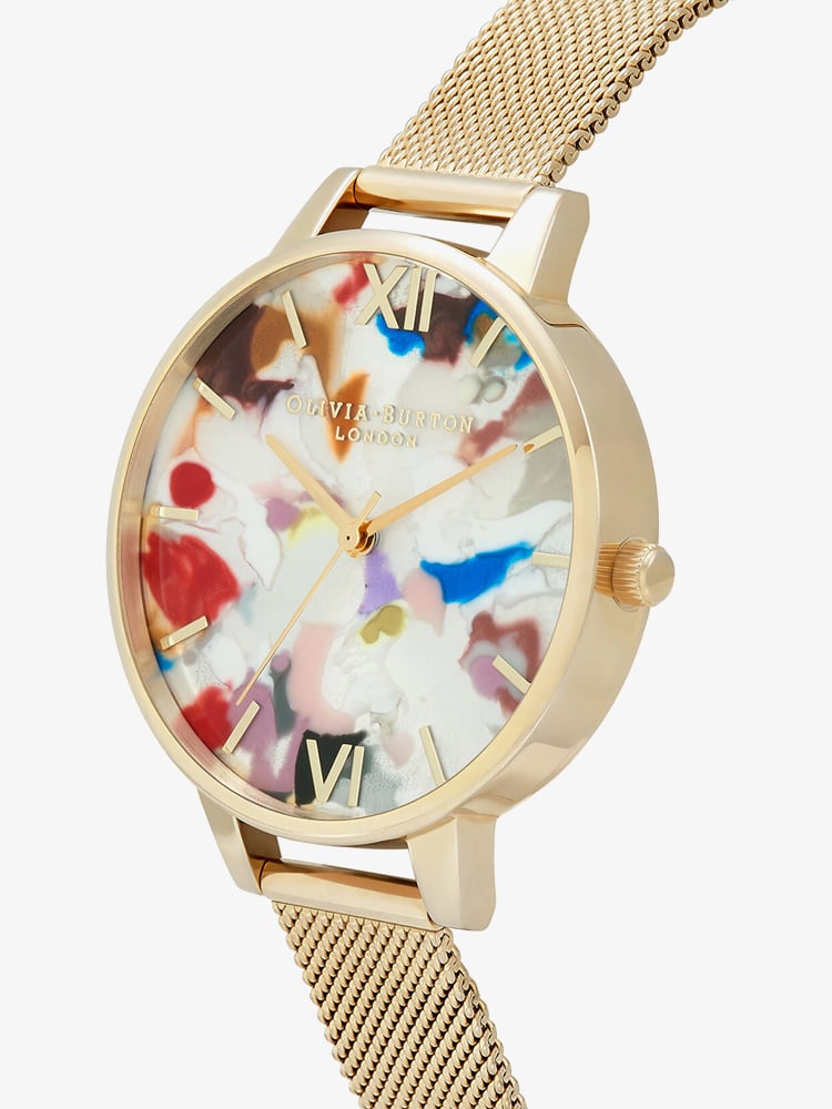 Olivia Burton Pop Art Demi Gold-Tone Bracelet & Eco-Vegan Strap Watch Set OBGSET153