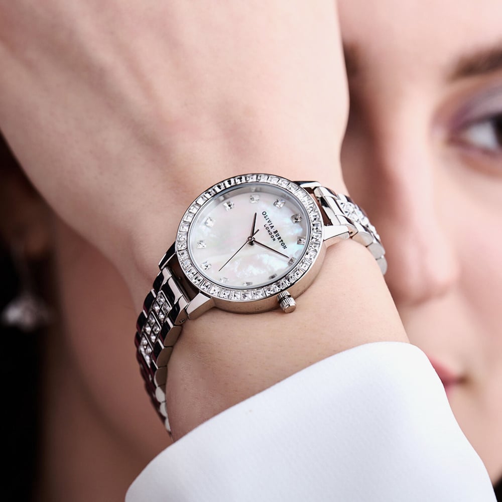 Olivia Burton Treasure Demi Mother of Pearl & Crystal Bracelet Watch OB16MOP25
