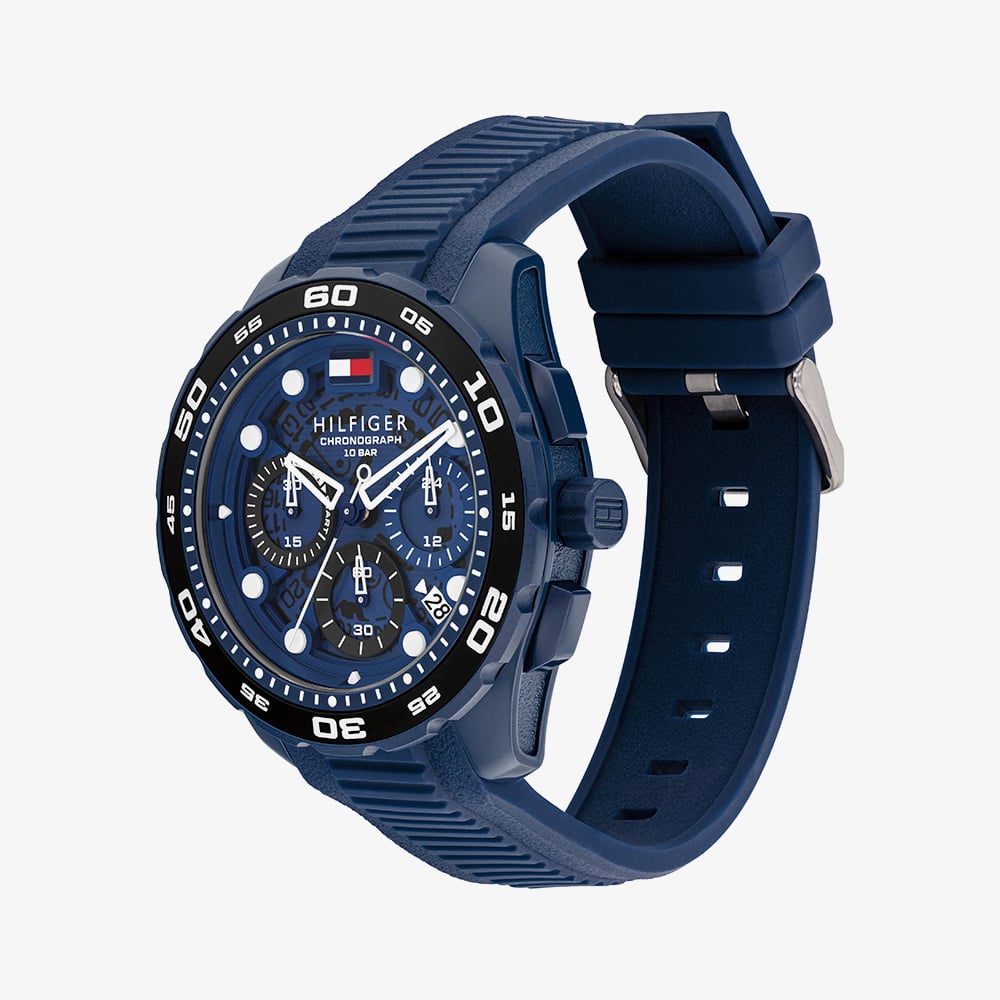 Tommy Hilfiger Mens TH-Regatta Blue Rubber Strap Watch 1792232