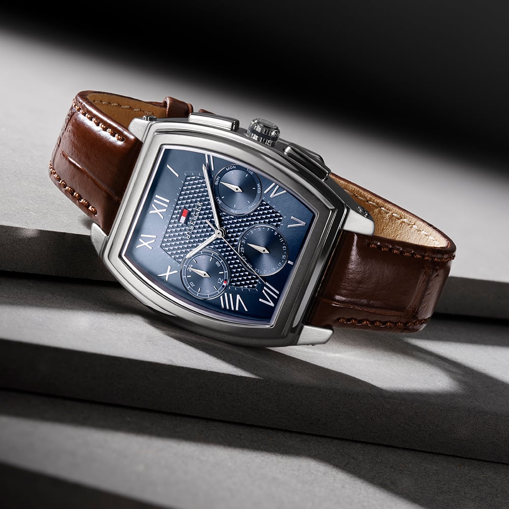 Tommy Hilfiger Mens Oxford Brown Leather Strap Watch 1710760