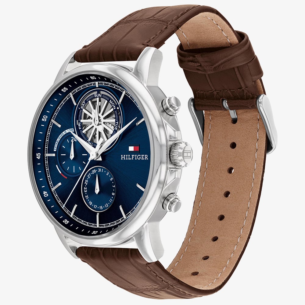 Tommy Hilfiger Mens Brown Leather Strap Watch 1710629