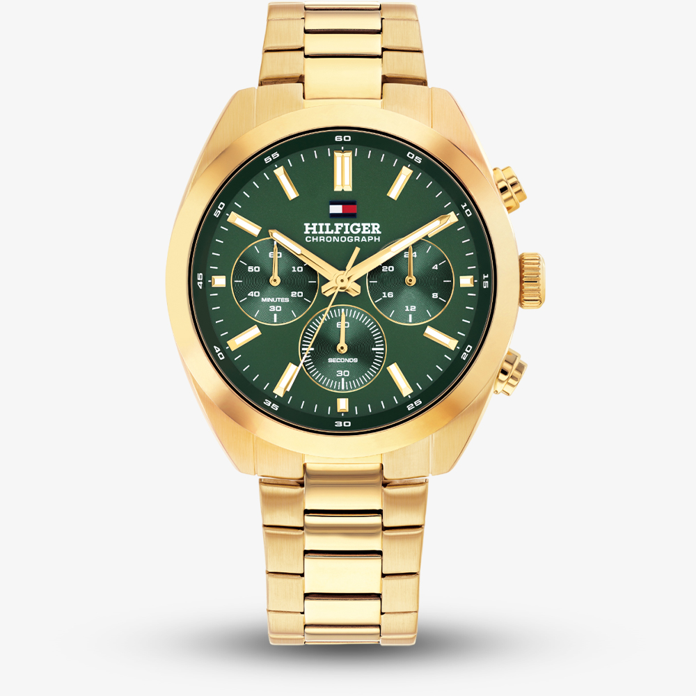 House of Watches - Tommy Hilfiger Mens Chronograph Gold Plated Bracelet Watch 1710736