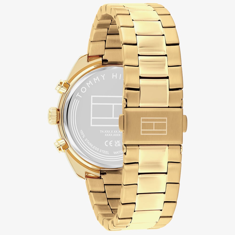 Tommy Hilfiger Mens Chronograph Gold Plated Bracelet Watch 1710736