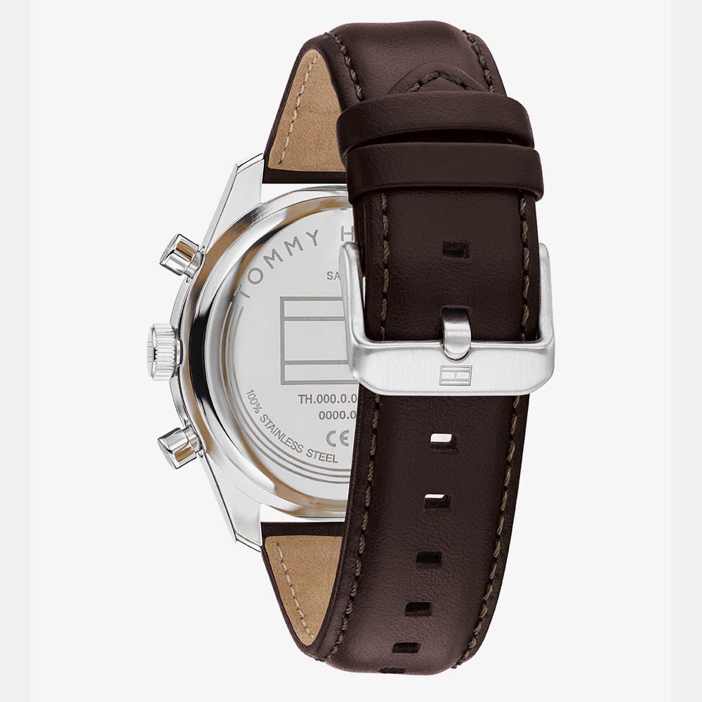 Tommy Hilfiger Mens Hampton Blue Dial Leather Strap Watch 1792276