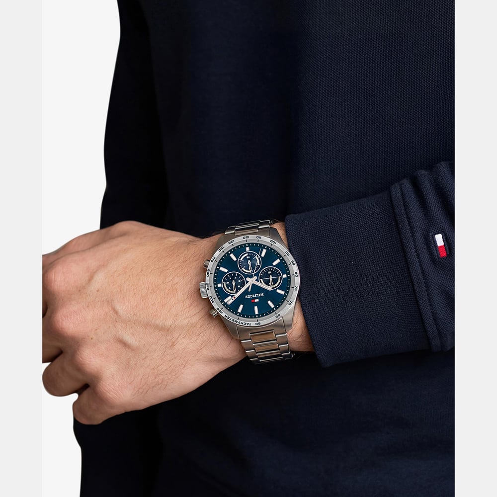 Tommy Hilfiger Mens Hampton Blue Dial Bracelet Watch 1792278