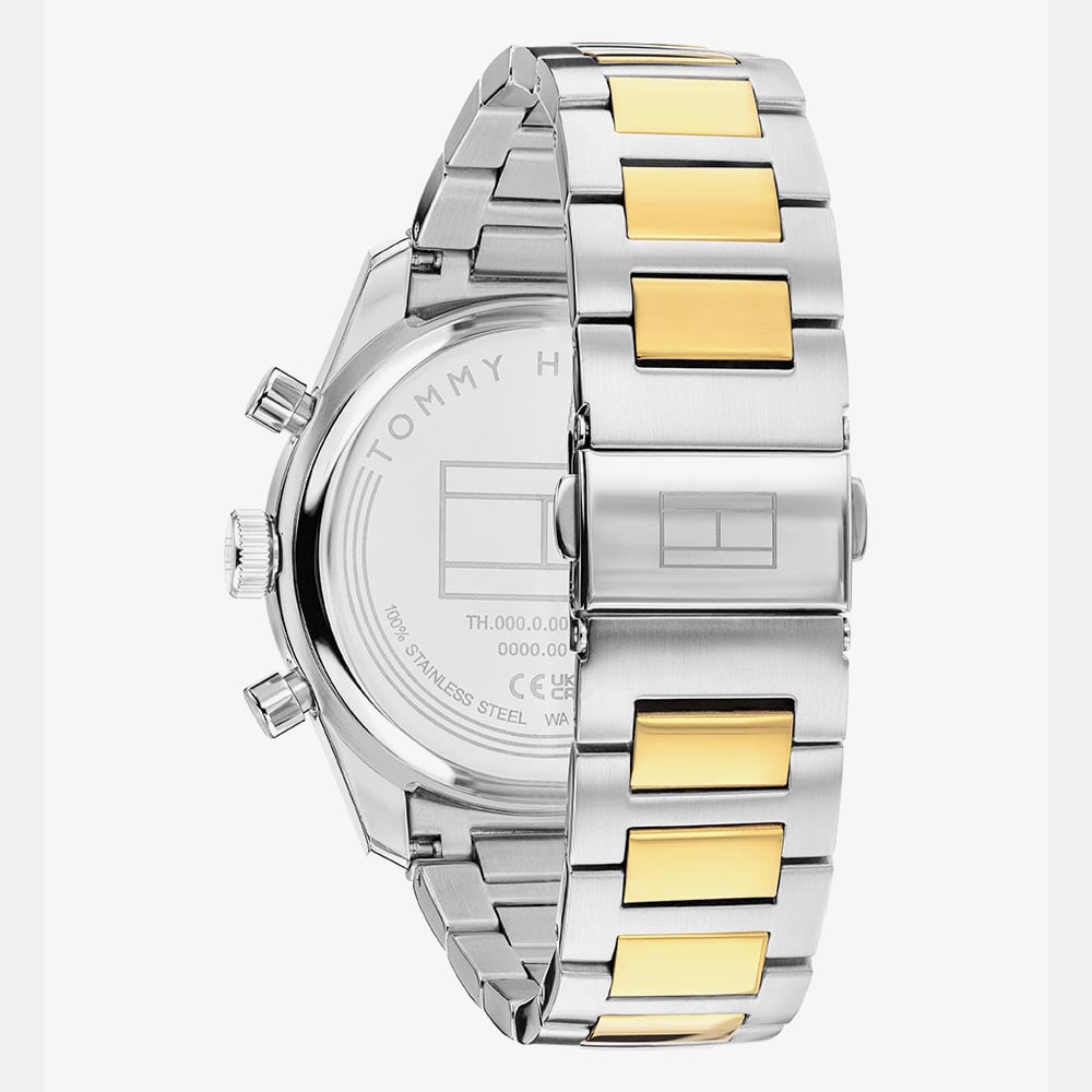 Tommy Hilfiger Mens Hampton Two Tone Green Dial Bracelet Watch 1792279