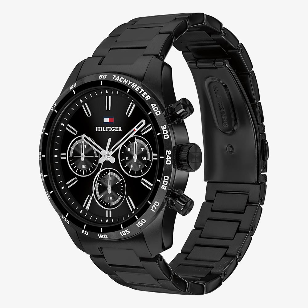 Tommy Hilfiger Mens Hampton Black Dial Bracelet Watch 1792280