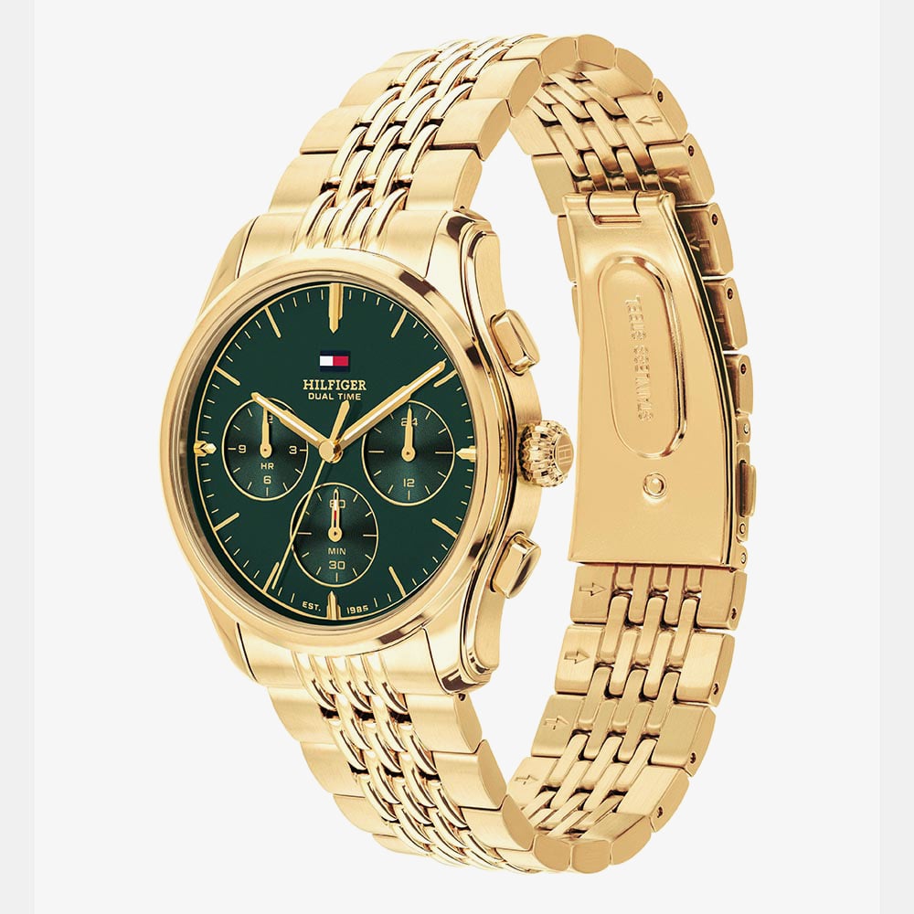 Tommy Hilfiger Mens Bryant Golden Green Dial Bracelet Watch 1710814
