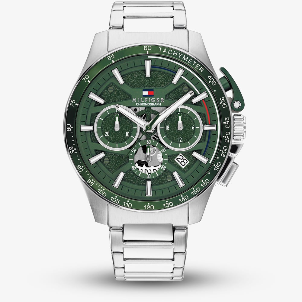 Tommy Hilfiger 1792293 Bank Stainless Steel Green Dial Watch - Image 2