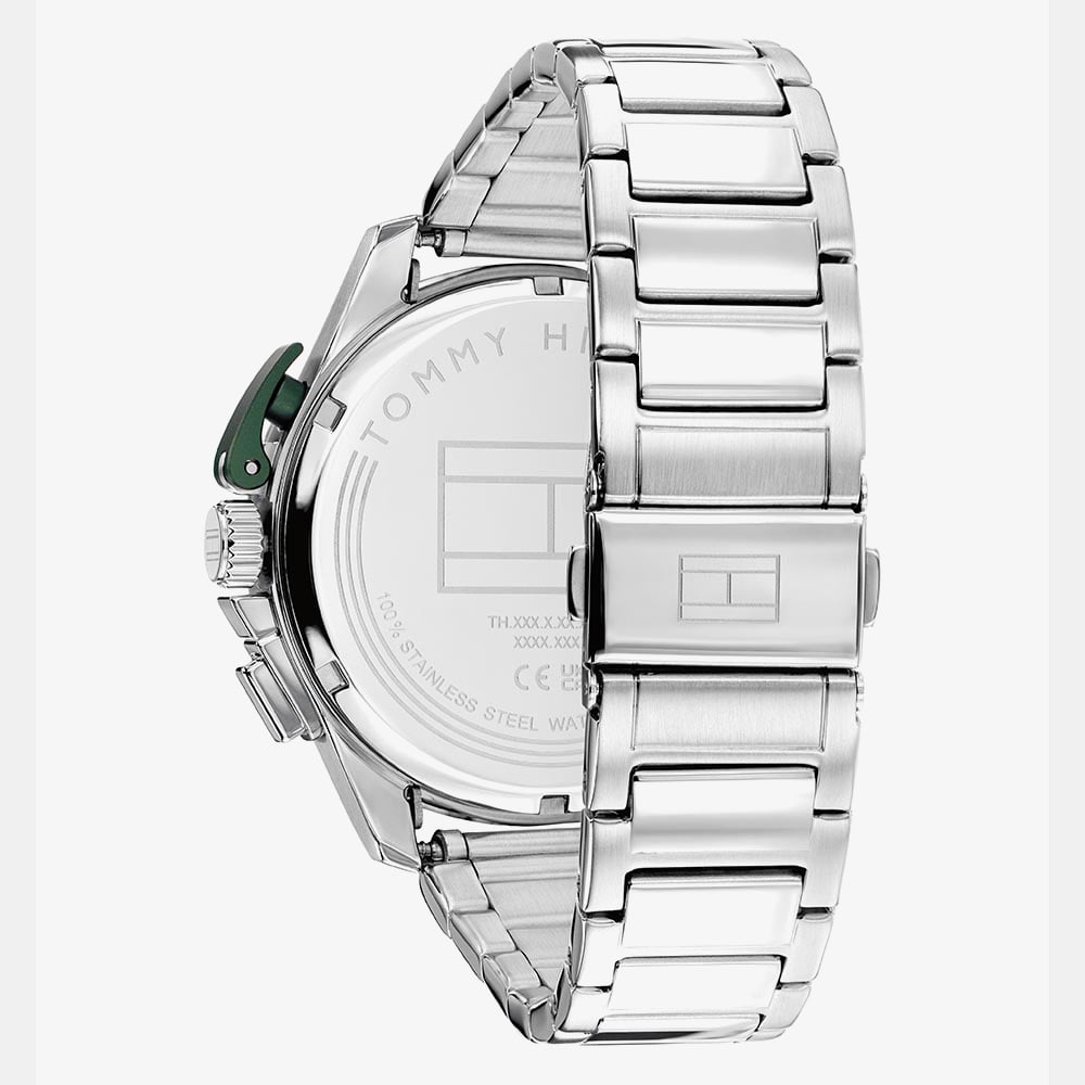 Tommy Hilfiger Mens Bank Chronograph Green Dial Bracelet Watch 1792293